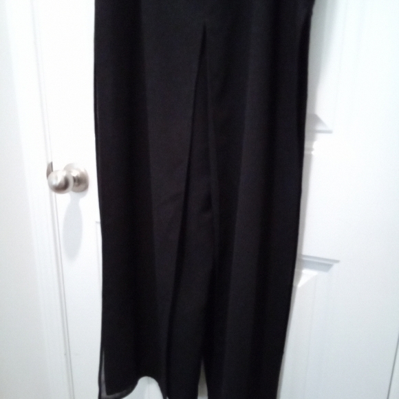 Dressbarn Petite Collection Size 8P Black Pants With Beaded Chiffon Panel - Picture 3 of 12